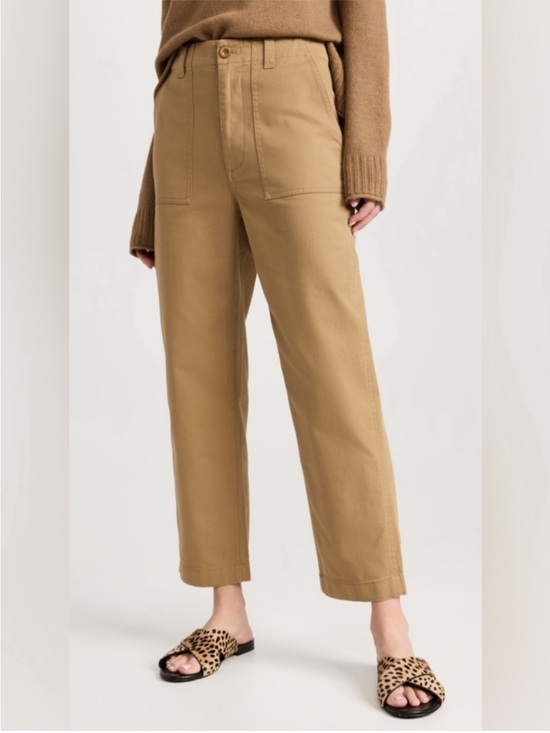 Jenni Kayne Ranger Crop Leg Trouser Pants Cargo Khaki Brown Tan Cotton Size 8